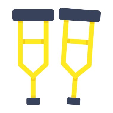 Walking stick icon, flat design of crutches
