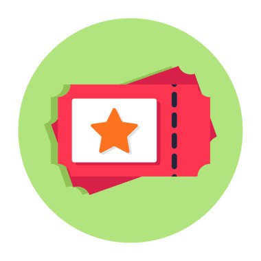 Beyaz arkaplanda izole edilmiş biletlerin düz tasarım simgesi