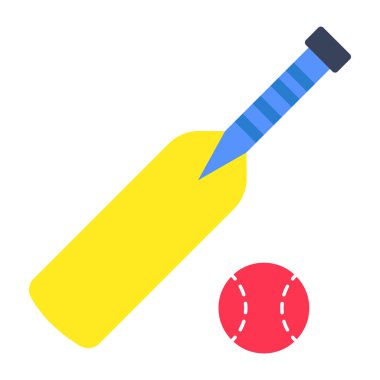 Bat with ball, icon of cricket clipart