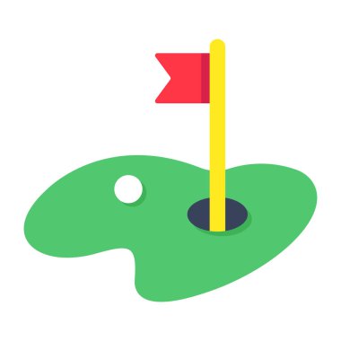 Golf sahası kavramına sahip bayrak