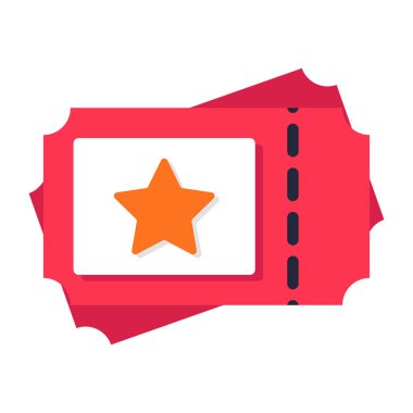 Beyaz arkaplanda izole edilmiş biletlerin düz tasarım simgesi