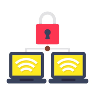 Dizüstü bilgisayar ağ güvenliğinin mükemmel tasarım simgesi