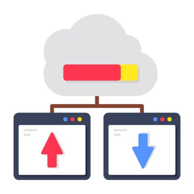 Bulut veri transferinin düz tasarım simgesi