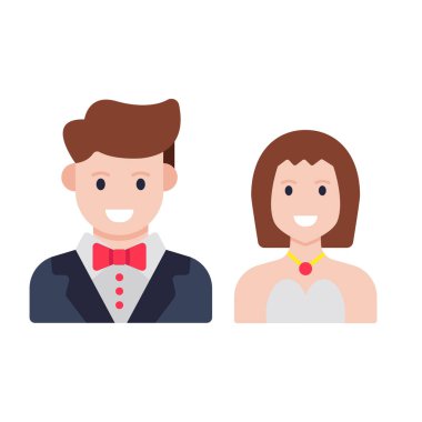 Düğün çifti için güzel bir tasarım ikonu