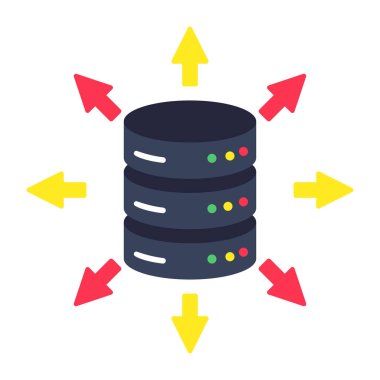 Veritabanı yönlerinin renkli tasarım simgesi