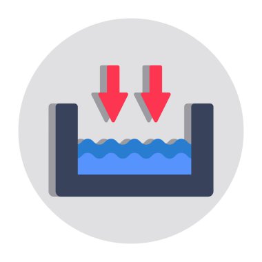 Düşük su seviyesinin kavramsal düz tasarım simgesi