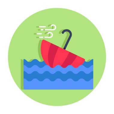 Rüzgâr fırtınasının düz tasarım simgesi kavramsallaştırılıyor