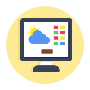 Çevrimiçi hava tahmini simgesi çılgın indirmeler için kullanılabilir düz tasarım