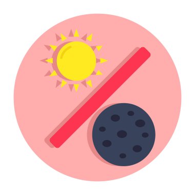 Gece ile gündüz arasındaki kavramsal düz tasarım simgesi