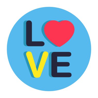 Aşk alfabesinin vektör tasarımı, düz simge