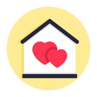 Aşk yuvasının kavramsal düz tasarım simgesi