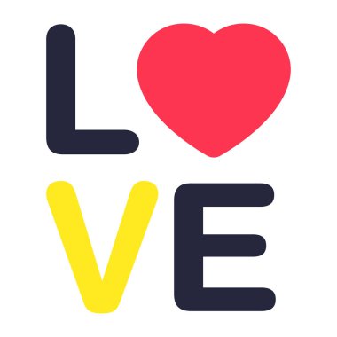 Aşk alfabesinin vektör tasarımı, düz simge