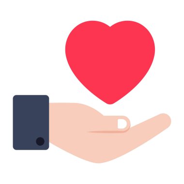 Kalp bakımı vektör tasarımı, düz simge