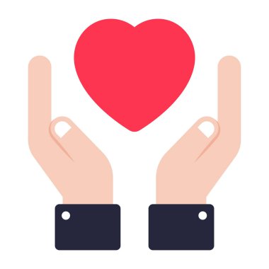 Kalp bakımı vektör tasarımı, düz simge