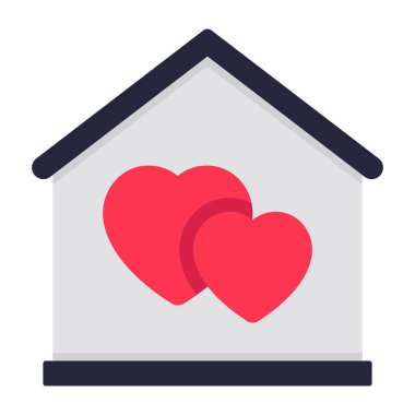 Aşk yuvasının kavramsal düz tasarım simgesi