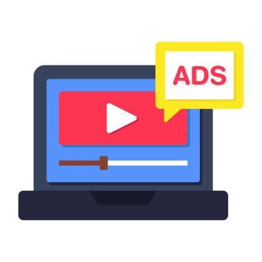 Reklam videosunun kavramsal düz tasarım simgesi