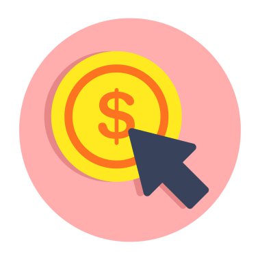 Tıklama başına ücretlerin kavramsal düz tasarım simgesi