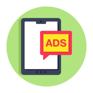 Mobil reklam sohbetinin kavramsal düz tasarım simgesi