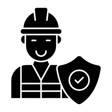 Avatar, kalkan ve işçi güvenliğinin simgesi olan sert bir şapka takıyor.