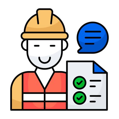Avatar wearing hard hat, icon of labor