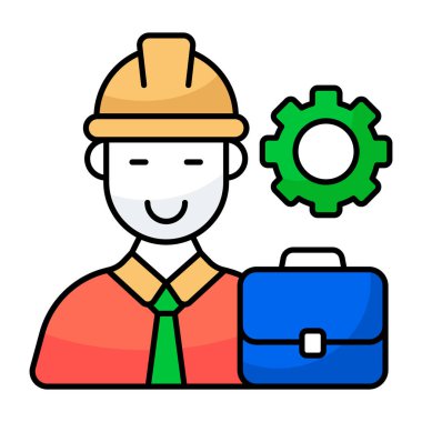 Avatar wearing hard hat, icon of labor