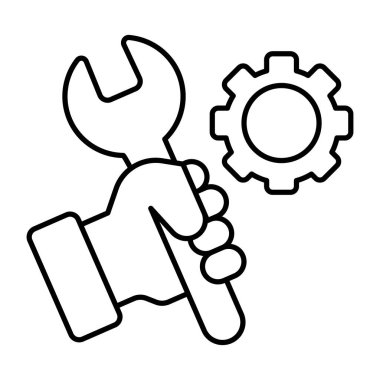 Teçhizatlı İngiliz anahtarı düzenlenebilir tasarım simgesi, teknik araçlar