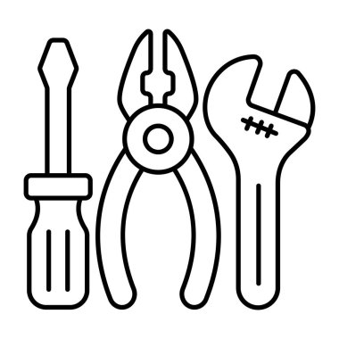 Anahtar, tornavida ve kerpeten tamir araçları kavramını gösteriyor