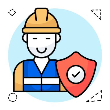 Avatar, kalkan ve işçi güvenliğinin simgesi olan sert bir şapka takıyor.