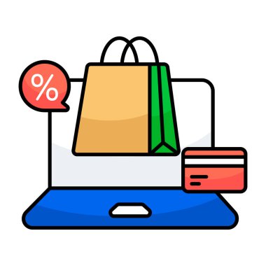 Çevrimiçi alışveriş indiriminin Simge tasarımı