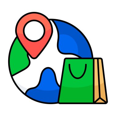 Küresel konumun düz tasarım simgesi