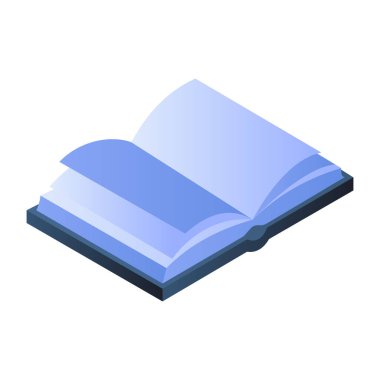 Açık kitabın düz izometrik tasarım simgesi