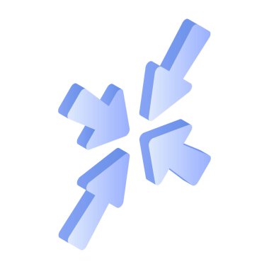 İçe doğru okların düzenlenebilir tasarım simgesi