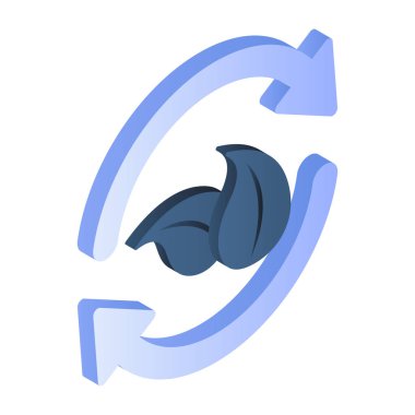 Yaprakların geri dönüşümünün kavramsal düz izometrik simgesi