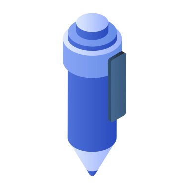 Bir yazma aracı simgesi, kalemin izometrik tasarımı