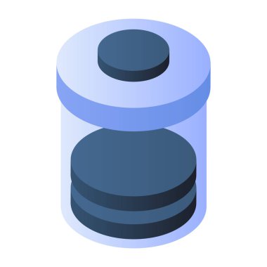 Pil hücresinin düz izometrik simgesi