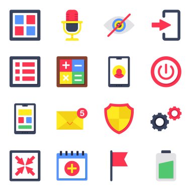 Kullanıcı Arayüzü Düz Simgelerinin Kümesi