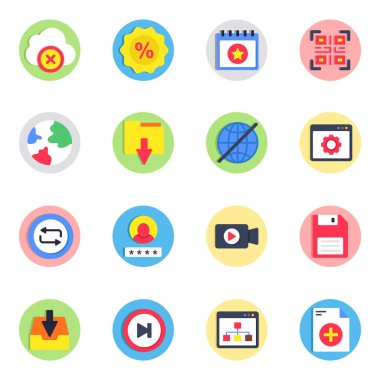 Ui ve Ux Düz Simgeleri Kümesi