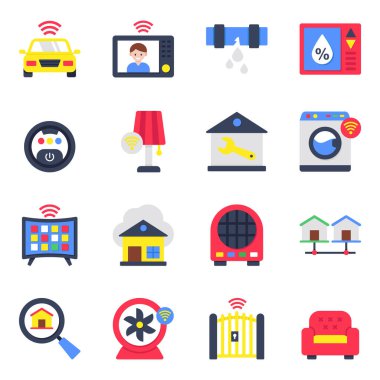 Akıllı Ev Düz Simgesi Paketi
