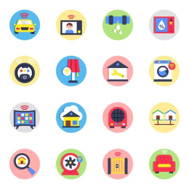 Akıllı Ev Düz Simgesi Paketi