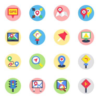 Harita Düz simgesi paketi