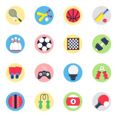 Spor Düz Simgeleri Seti