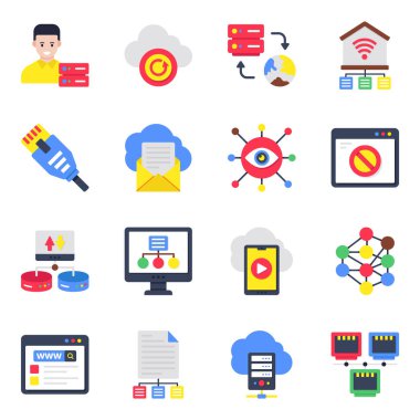 Sunucu ve Ağ Düz Simgesi Paketi