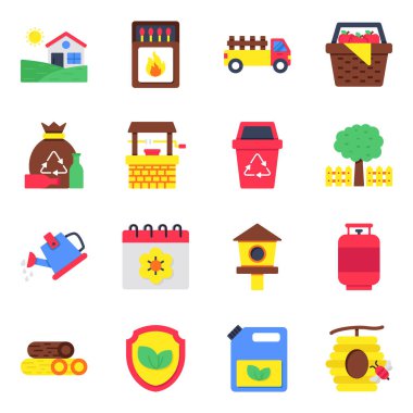 Çevre ve Çevre Düz Simgelerinin Kümesi