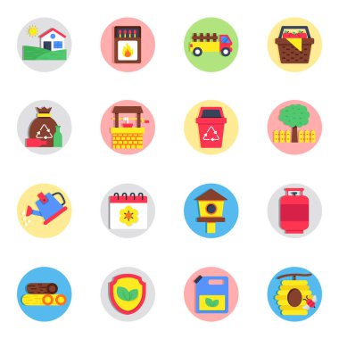 Çevre ve Çevre Düz Simgelerinin Kümesi