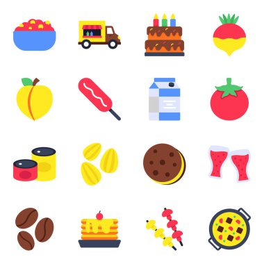 Meyve ve Sebze Düz Simgesi Paketi