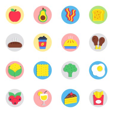 Yiyecek Düz Simgesi Paketi