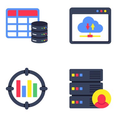 Veri ve Ai Düz Simgelerinin Kümesi