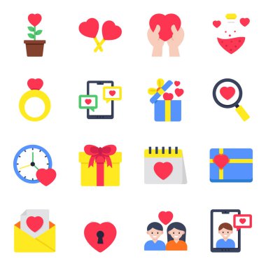 Sevgi Düz Simgeleri Seti