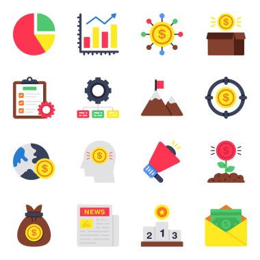 Veri Analiz Düz Simgesi Paketi