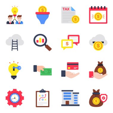 İş ve Finans Düz Simgesi Paketi